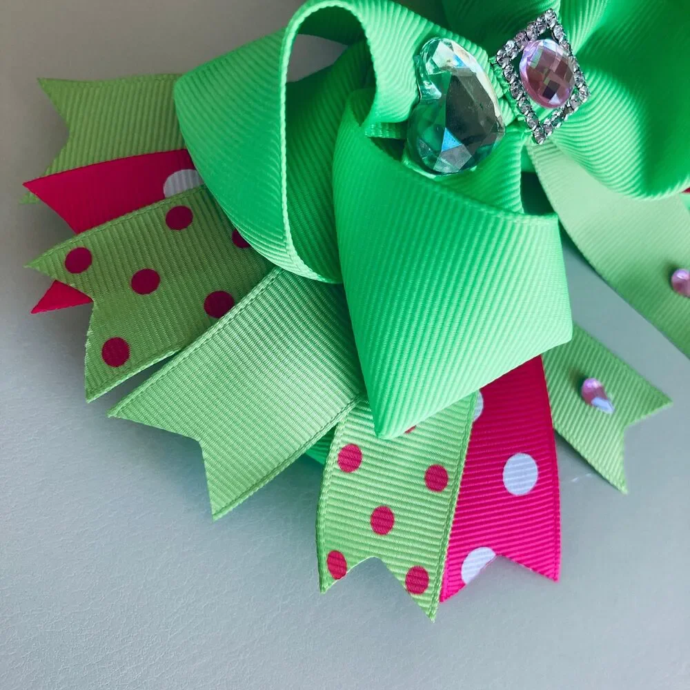 Hair Bow with Grosgrain Colored Ribbons for Girls and Baby and Toddler. NEW